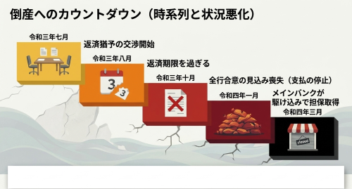 私的整理から集合債権譲渡担保の設定と会社更生に至る時系列
