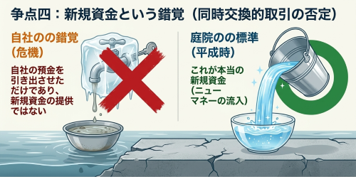 預金の払出し容認がニューマネーの提供と認められなかった理由