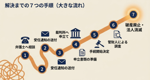 法人破産の手続きの流れ